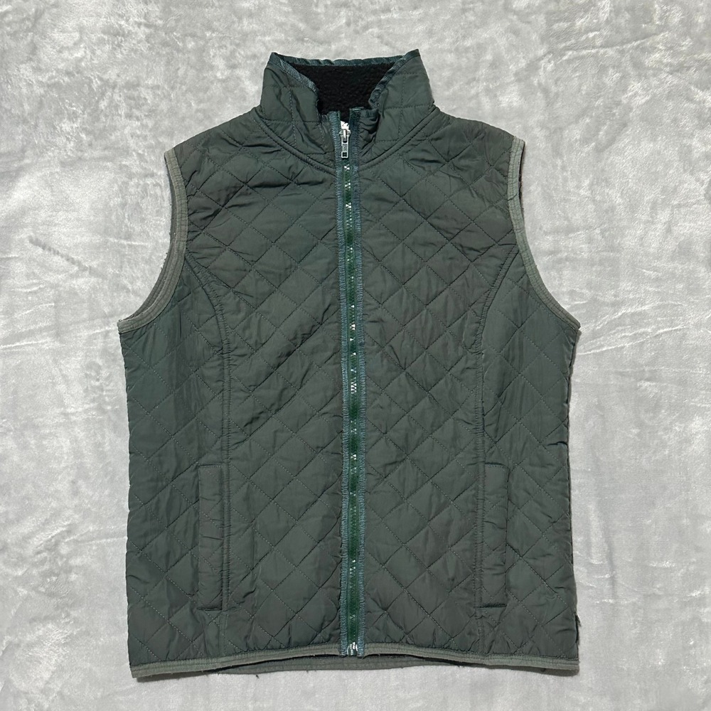 Prana Quilted Vest Women's Large Green Full Zip Mock Neck‎ Puffer Sleeveless